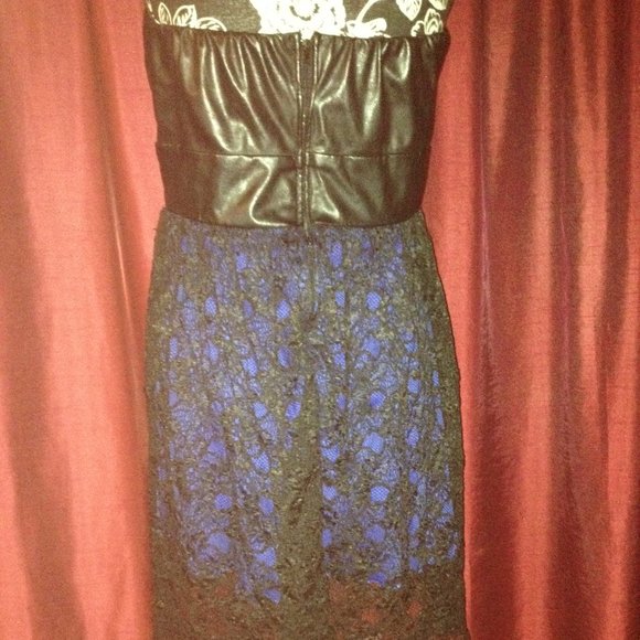 NWOT Black&Blue Lace Strapless Dress By Speechless - Picture 5 of 16
